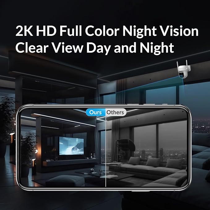 Vicohome 2K Solar Wireless WiFi Security Cameras Outdoor, 355° PTZ, Solar & Battery Powered, PIR Motion Detection, 3MP Full-Color Night Vision, IP65 Waterproof, Cloud&SD Card Storage(Without SD Card)
