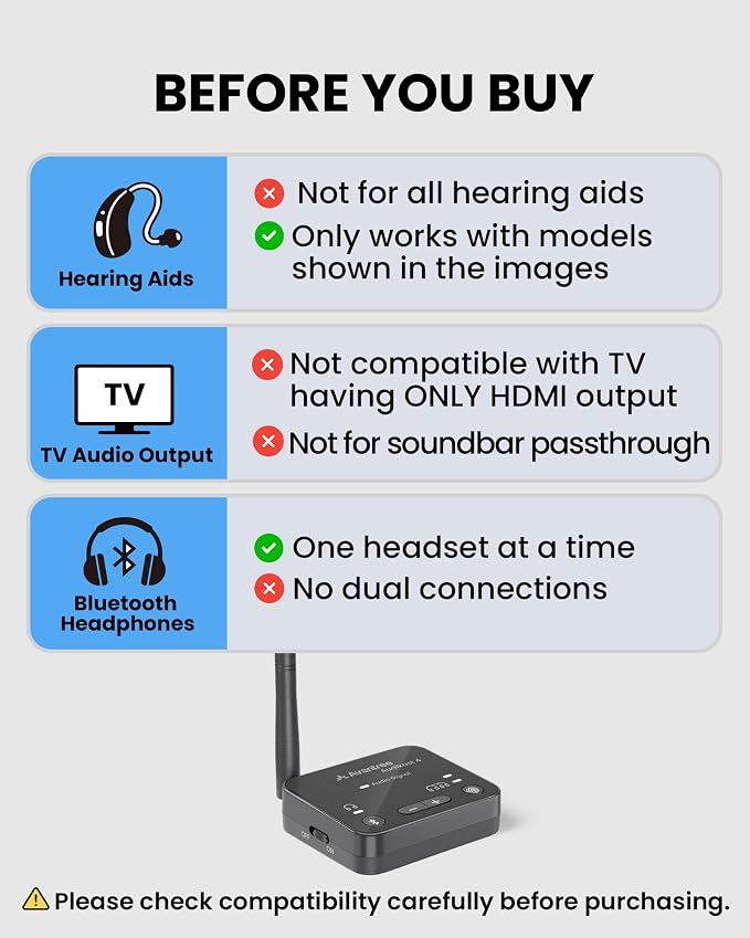 Avantree Audikast 4 - Auracast & Bluetooth TV Transmitter for Headphones & Selected Hearing Aids, aptX Adaptive & HD, Optical & AUX Output, Future-Ready & Upgradeable