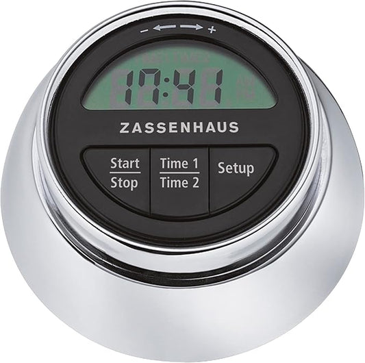 Zassenhaus Magnetic Retro Digital Kitchen Timer, 2.75-Inch, Silver, M072211