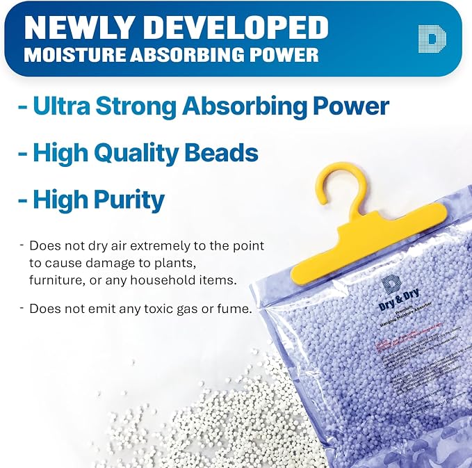 Dry & Dry 2 Packs [Net 7 Oz/Pack] Moisture Absorbers for Home, Basement & Bedroom - Small Dehumidifiers