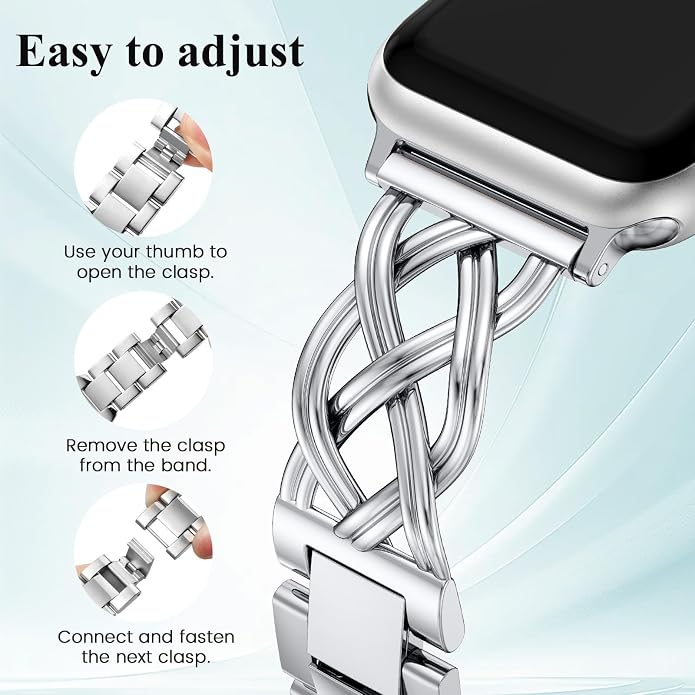 TOYOUTHS Dressy Bracelet Compatible with Apple Watch Bands 38/40/41/42/44/45/46/49mm Women, Celtic Stainless Steel Metal Fancy Nice Pretty Strap for iWatch Series 11 10 9 8 7 6 5 4 Ultra/SE 3 2 1