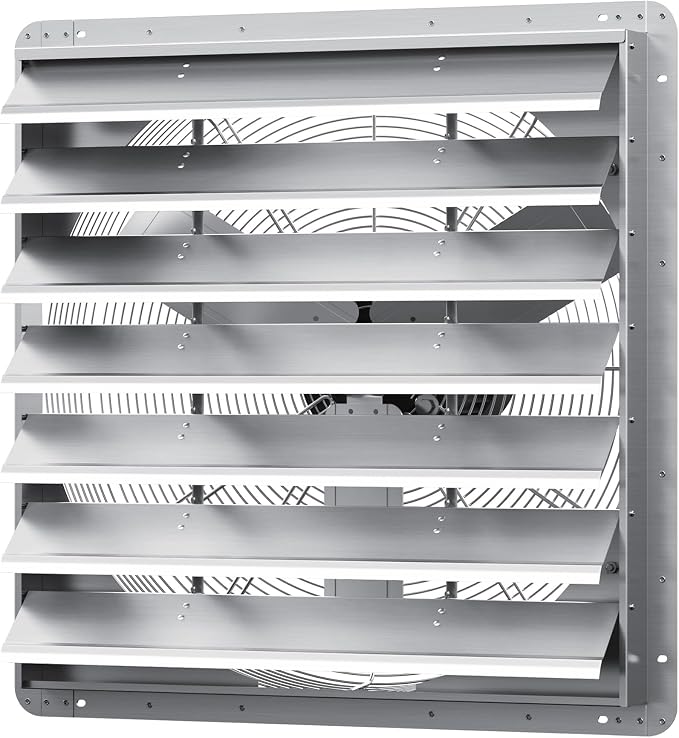 30 Inch Shutter Exhaust Fan, Aluminum Wall Mounted Exhaust Fan, 9451 CFM High Speed Automatic Shutter Attic Fan, Vent Fan For Greenhouse,Shed,Shop,Garage,ETL Listed
