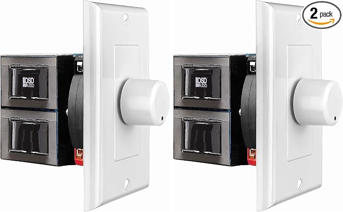 OSD Audio 100W in Wall Volume Control, Impedance Matching Speaker Control, Rotary Knob, White, SVC100, 2 Pack