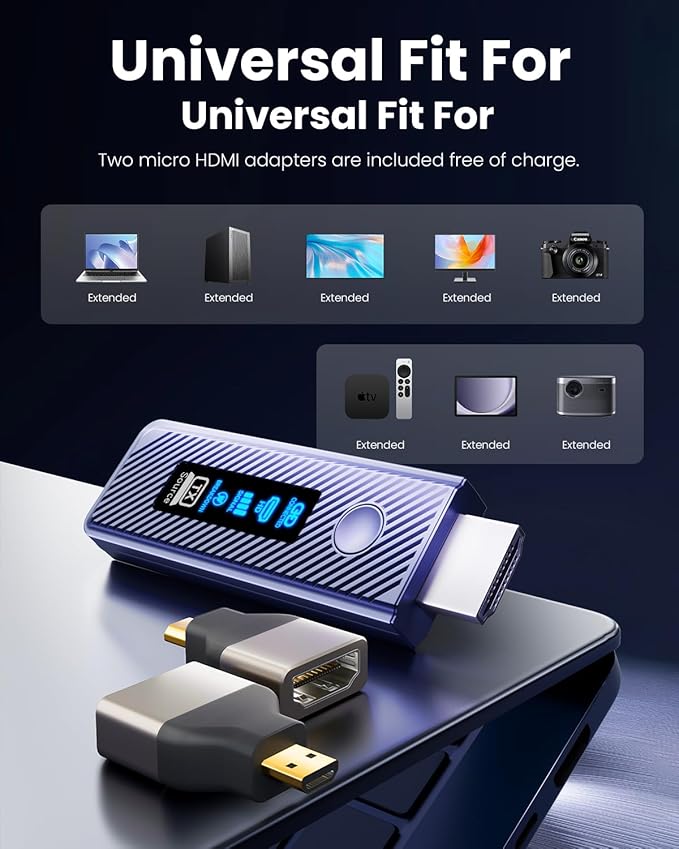 Wireless HDMI Transmitter and Receiver 328FT/100M,4K Decode Plug & Play Portable 5G+2.4G Wireless HDMI Remote Control Extenders for Video/PC/Projector/TV Box