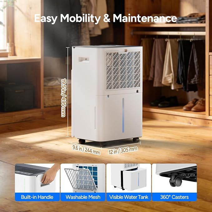 DR.PREPARE 3800 Sq.Ft Energy Star Dehumidifier, Max 65 Pints, Smart Dehumidifier with App/Wi-Fi for Basement, Bedroom with Drain Hose, Intelligent Humidity Control, Dry Clothes, Sleep Mode, 24H Timer
