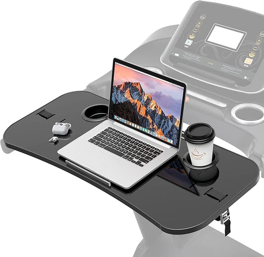 Treadmill Desk Attachment, 36 Inches Tread Tray Workstation Handlebars Platform with Laptop Holder, Cup Tablet Holder, Ergonomic Stand with Cooling Holes(Black)
