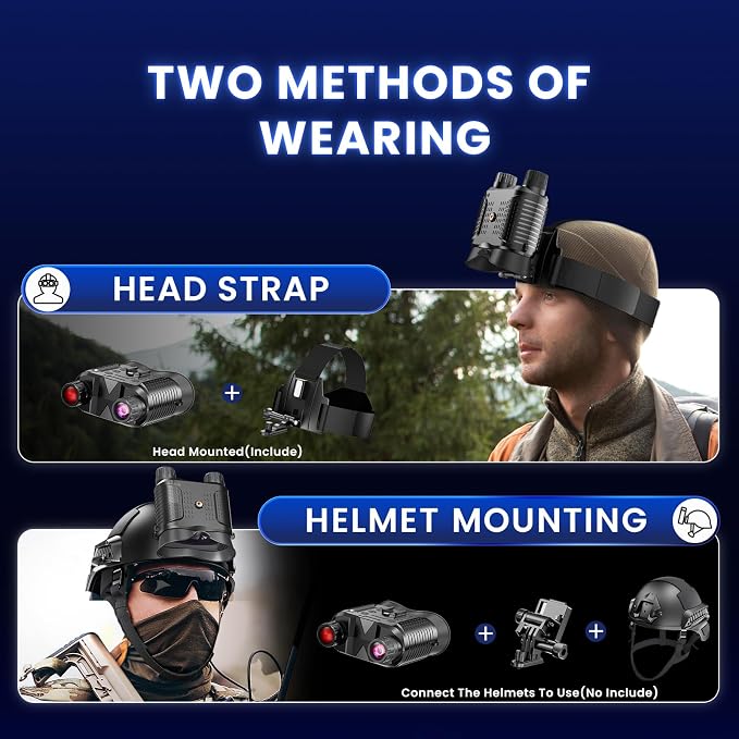 Night Vision Goggles Head Mounted, 1312FT Night Vision Binoculars Compatible with Military Tactical Helmet, Infrared Long Focus 8X Digital Zoom/32GB SD Card