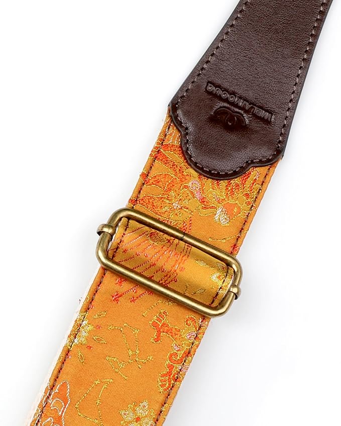 Guitar Strap, embroidery Jacquard Adjustable Guitar Straps for Acoustic/Bass/Electric Guitar, Includes Guitar Pick, Strap Button and Strap Lock, Constellation Gift (Leo)