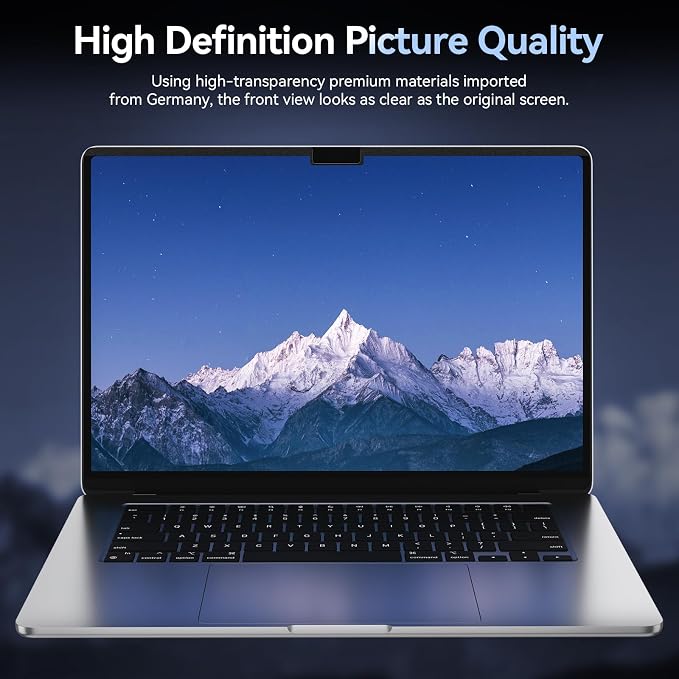 Magnetic Privacy Screen Protector Compatible with MacBook Air 15 Inch (2023-2026, M2 M3 M4 M5), Removable Anti Spy Blue Light Glare Shield Film Laptop Privacy Filter for Apple Mac Air 15.3