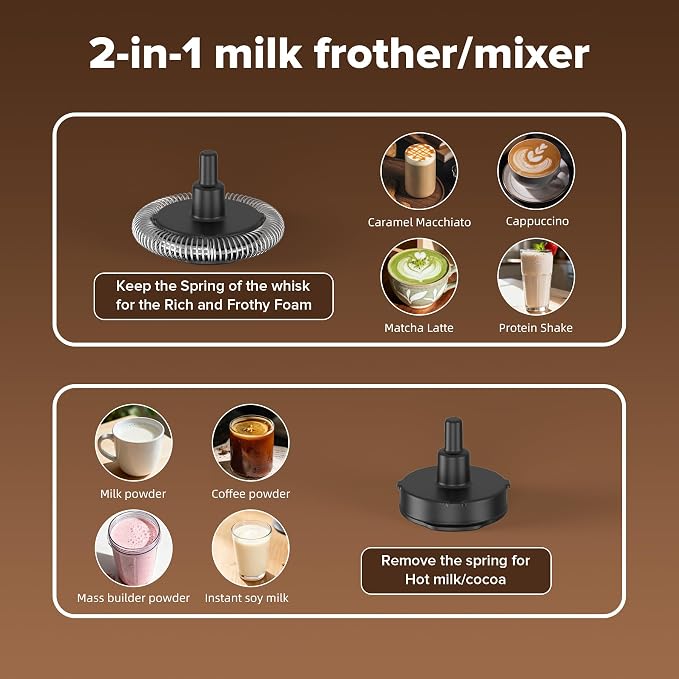 Milk Frother and Steamer, 4-in-1 Automatic Electric Milk Frothers, 900ml Detachable Stainless Steel Jug with Latte Art Spout, Hot & Cold Foam Maker for Coffee, Lattes, Cappuccinos
