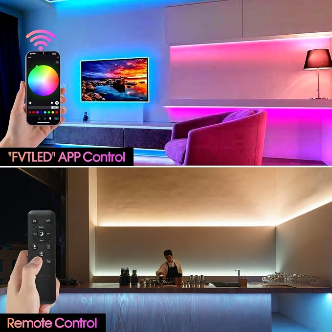 24V RGB COB Led Strip Light 32.8FT/10M, 5760Leds,10mm Width, Flexible Led Tape Light, Smart Led Strip Light Color Changing, Music Sync, Led Strip Lights for Room Decor, TV Backlights