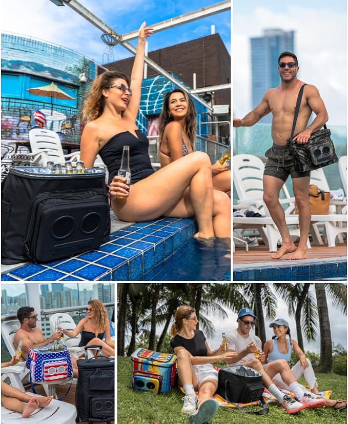 THE #1 Cooler with Speakers on Amazon. 20-Watt Bluetooth Speakers for Parties/Festivals/Boat/Beach. Rechargeable, Works with iPhone & Android (Camo)