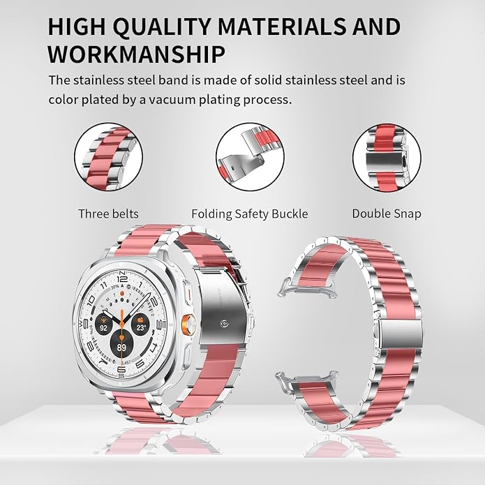 GOLDTOLUCK No Gap Stainless Steel Band Compatible with Samsung Galaxy Watch 8 7 6 5 4 Classic FE Pro Ultra 40mm 44mm 46mm 43mm 47mm 45mm 42mm Replacement Men Women Milanese Metal Elegant Casual