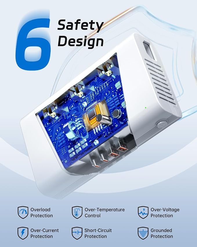 DOACE 800W 220V to 110V Voltage Converter, White | 800W Voltage Converter, 220V to 110V, 2 USB-C + 2 USB-A, For Europe, UK, US & Australia