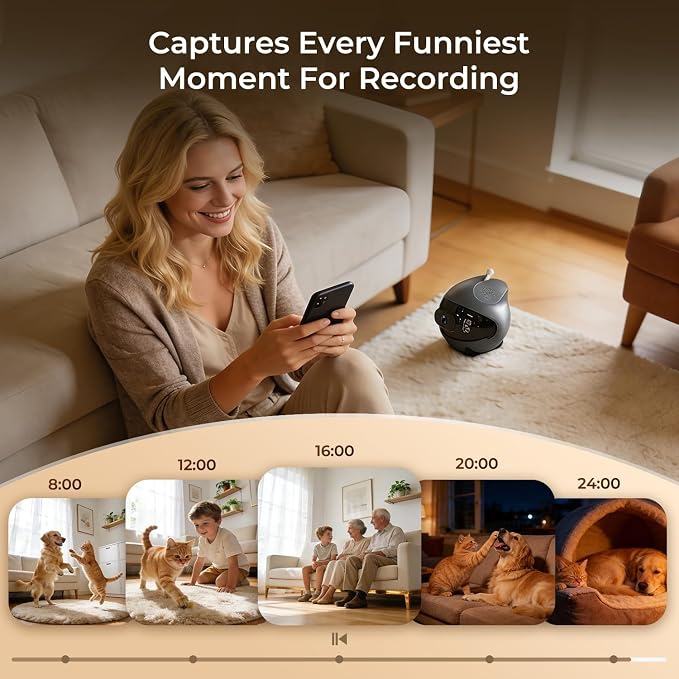 AEZ Robot Camera on Wheels 1080P Dual Lens,Indoor Movable Security Camera with 2-Way Talk,Blinky Bot with Night Vision,Distance Bot App Control for Cats/Dogs/Baby/Elderly (SD/Cloud Storage)
