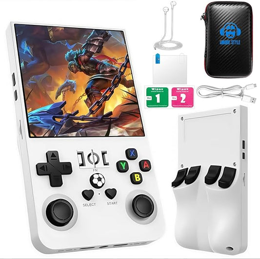 2025 Upgraded R36MAX Retro Handheld Game Console,128GB Built-in 22,000+ Classic Games,Portable Open Source Linux System,4.0-inch 4K HD IPS Screen & Video Player (White 128G)