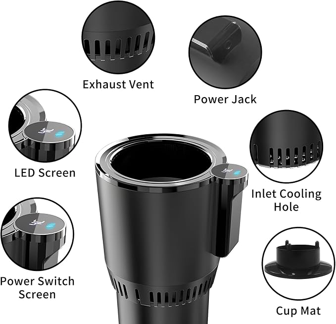 Black Car Cup Holder with Golden Aluminum Cup