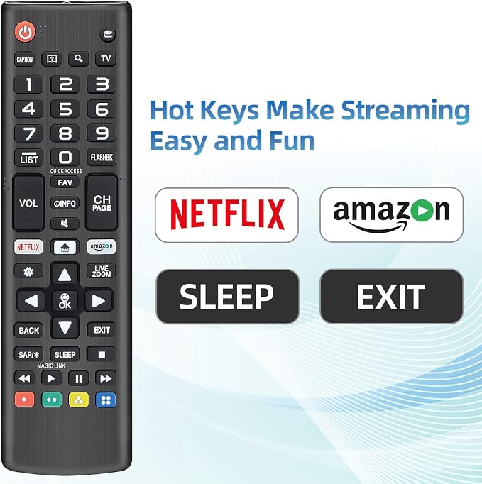 Universal for LG TV Remote, Replacement Remote Control for LG Smart TVs. with Netflix Quick Button. 1-Year Warranty.