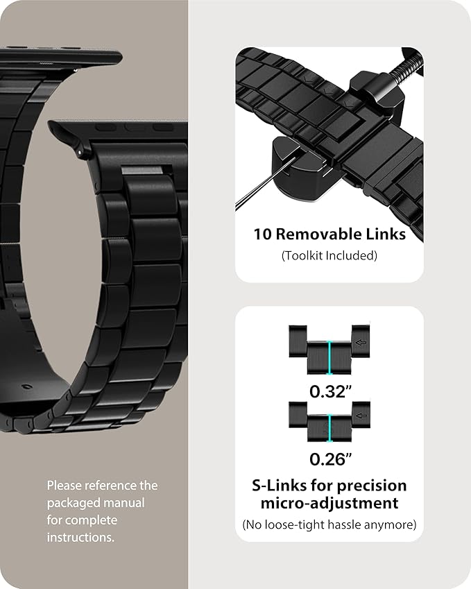 Fullmosa Metal Band Compatible with Apple Watch Bands 45mm 44mm 42mm, iWatch Band with Case for Apple Watch Series 11 10 9 8 7 6 5 4 3 2 1 SE3/2/1 Ultra3/2/1, Black