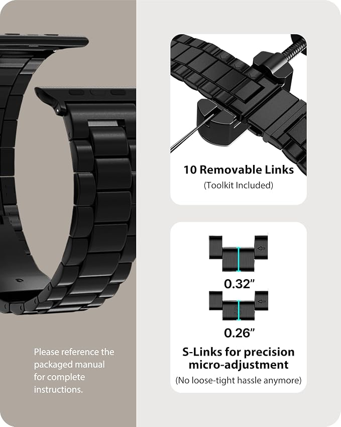 Fullmosa Metal Band Compatible with Apple Watch Bands 41mm 40mm 38mm 46mm 49mm 45mm 44mm 42mm, iWatch Band with Case for Apple Watch Series 11 10 9 8 7 6 5 4 3 2 1 SE3/2/1 Ultra3/2/1, 38mm 40mm 41mm Black