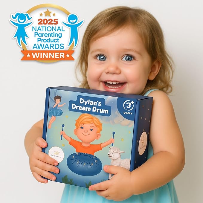 Sounds Of Silence Steel Tongue Drum - Bedtime Story and Drum - Dylan's Dream Drum Musical Gift for Children - Tongue Drum for Kids - Calming Drum, DDD-01