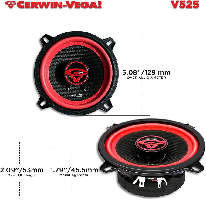 CERWIN-VEGA!V525 5.25" VEGA 2-Way 300 Watts 4 Ohm Coaxial Full Range Speakers(Pair)