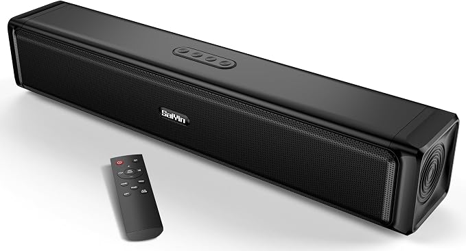 Saiyin Sound Bar,Soundbar for TV with 4 Powerful Speakers,Surround Sound System for TV,17 inch Soundbar with Bluetooth/HDMI-ARC/Optical/AUX,Wall Mountable