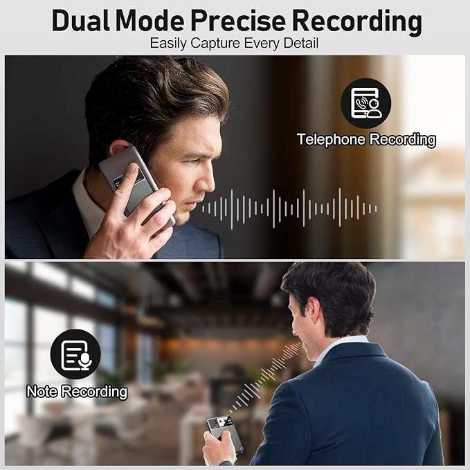 AI Voice Recorder with Lifetime Free Transcription - ChatGPT Powered 107 Languages Translator, 64GB Smart Recorder with App Control for Meetings/Lectures, 60H Battery & Military Encryption (Grey)