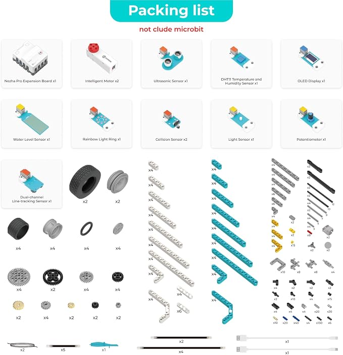 ELECFREAKS microbit Ocean Kit with Nezha Pro Expansion Board 16+ makecode Story Learning Projects, microbit Starter Sensors Kit with Rich Electronic Modules (Without microbit)