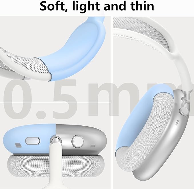 Silicone Case Cover for AirPods Max Headphones,Ear Pad Case Cover/Ear Cups Cover/Headband Cover for AirPod Max 2/1(2026/2024/2020)(USB-C/Lightning),Silicone Accessories for Apple AirPod Max 2,Sky Blue