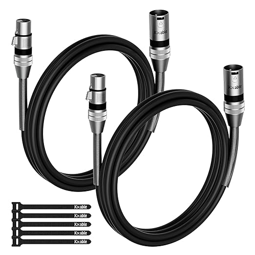 2-Pack DMX Stage Lighting Cable 6FT, 3 Pin XLR Male to Female Cable, Compatible with XLR Microphone Audio Connection, for DJ Moving Head Par Light Mic Mixer, Podcast, 22AWG OFC, 110 Ohms Impedance