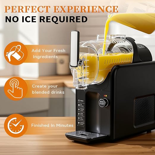 5 in 1 Slushie Machine for Home, No Ice Needed Frozen Drink Maker with Anti-Slip Mat, 61oz Slushy Machine Self-Cleaning and LED Display for Margaritas, Frappes, Smoothies and Shakes (Grey)