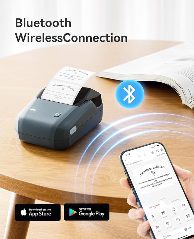 NIIMBOT B1 Label Maker Machine, Thermal Label Printer Easy to Use for Office, Home, Business, Came with 3 Roll White Labels(Blue)