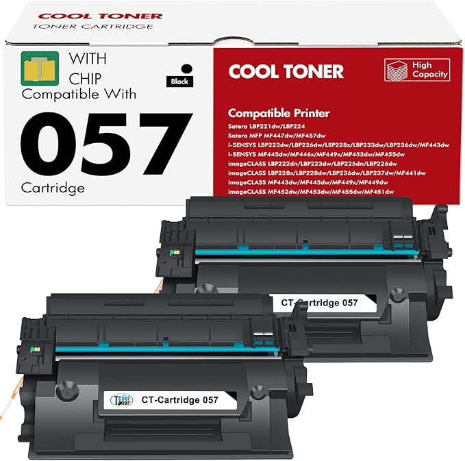 057 Toner Cartridge Compatible for Canon 057 057H MF455dw MF445dw CRG-057 Toner Cartridge for Canon ImageCLASS MF448dw MF441dw MF443dw MF449dw LBP226dw LBP227dw LBP228dw Printer Ink Black 2-Pack