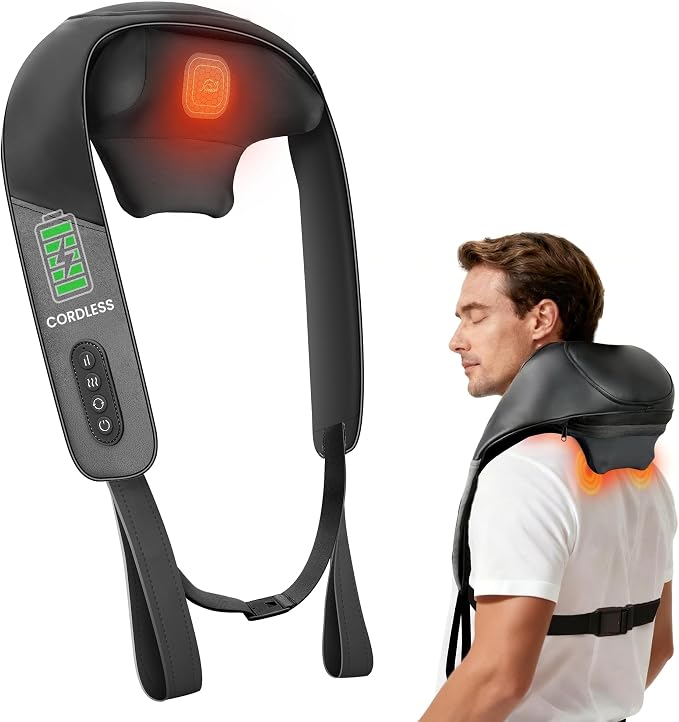 Snailax Neck and Shoulder Massager - 2026 Upgraded Cordless Massagers with Graphene Heating for Sensitive Skin & Even Heat, FSA Eligible, 4D Shiatsu Massager for Pain Relief, Gifts for Father Dad