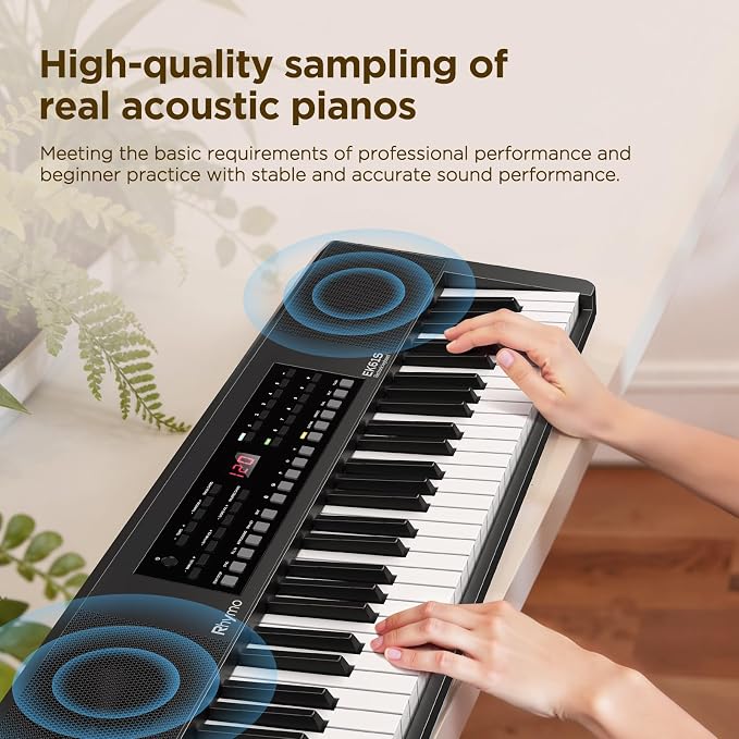 Rhymo 61 Key Keyboard Piano, Electric Piano Keyboard with Touch Response, LED display, Music Stand, 300 Voices, 300 Rhythms, Learning Keyboard Piano for Beginners, Built-in Speakers (Black)
