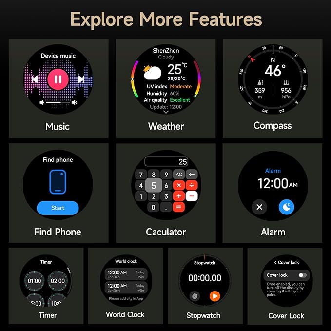 Ulefone Armor Watch Pro Military Smart Watches for Men, 1.50" AMOLED Corning Screen, 5ATM Waterproof MIL-STD-810H, 100+ Sports Modes/GPS/AI/Heart Rate/Sleep/SpO2 Monitor, Men's Fitness Tracker Watch