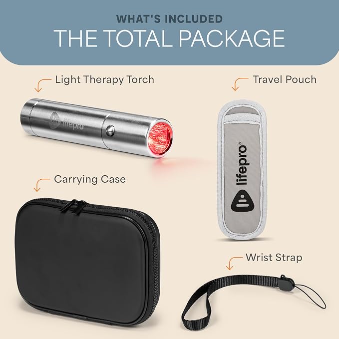 Lifepro Near Infrared Red Light Therapy for Body Joints & Muscles Wellness Support, Lumicure Portable Red Light Therapy Torch with 630nm, 660nm, 850nm LEDs - Support Daily Relaxation and Comfort