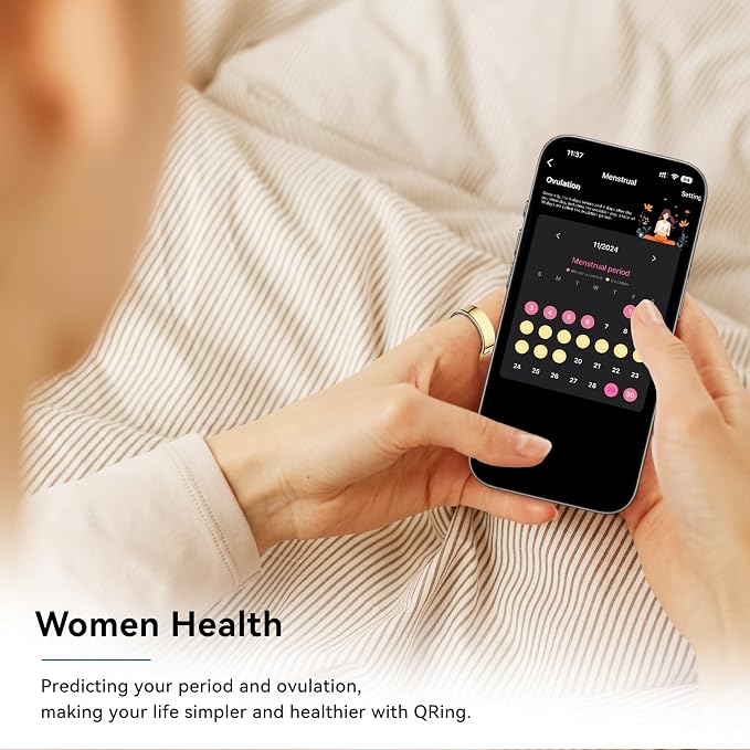 Smart Ring Health Tracker, Smart Rings for Men & Women, No Subscription Required, Long-Lasting Battery Sleep Ring, Fitness & Sleep Monitor Compatible with iOS & Android (Gold, 10)