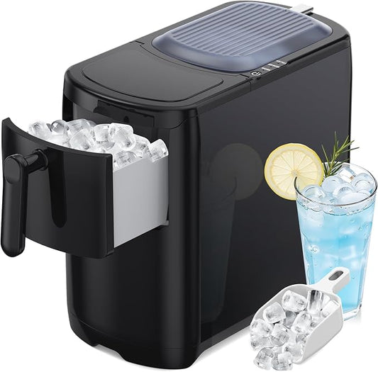 Electactic Bullet Ice Maker, 18Lbs/Day Compact Countertop Ice Makers, Removable Lid Easy to Clean, Fast 6Pcs Bullet Ice in 8 Mins, Self-Cleaning & Low Noise for Office, Bedroom, RV(Black)