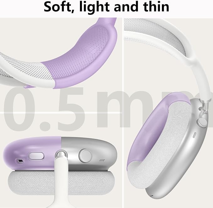 Silicone Case Cover for AirPods Max Headphones, Ear Pad Case Cover/Ear Cups Cover/Headband Cover for AirPods Max 2/1 (2026/2024/2020)(USB-C/Lightning), Accessories for Apple AirPod Max 2, Foggy Purple