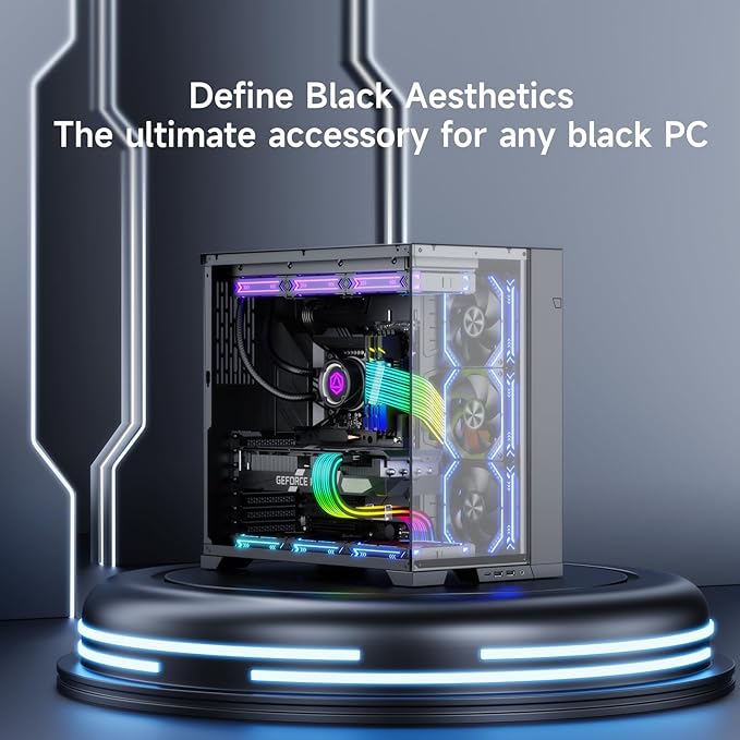 Sirlyr RGB PC Cables,Strimmer 2 * 8 pin PSU Extension Cable,5V 3Pin Sync ARGB,for Graphic Card Power Supply,Computer Case Decoration Black Style
