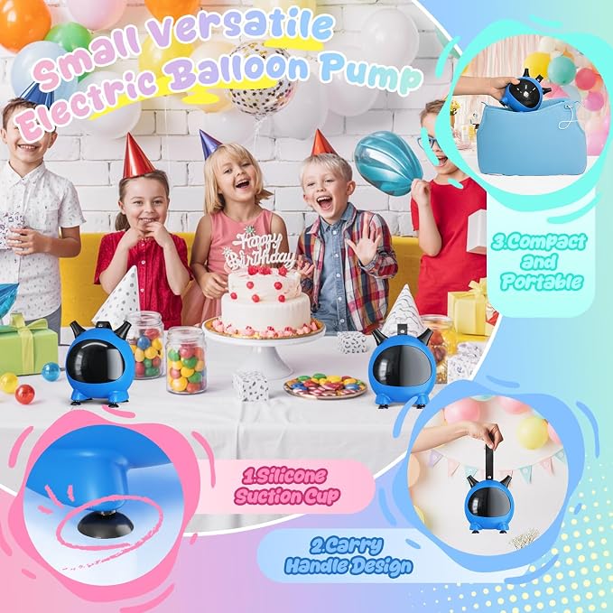Balloon Pump Electric, Portable Balloons Inflator Air Pump Dual Nozzle, 110V Small Electric Balloons Blower Machine Corded, 600W for Latex Foil Balloon Arch Garland Party Decorations Supplies