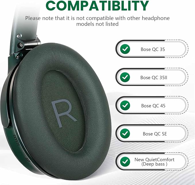 Replacement Ear Pads Cushions for Bose QuietComfort (QC) 45 35 35ii SE & New QuietComfort(Deep Bass) Headphones, Softer Earpads for QC45 QC35 (ii) QC-SE & New QC (Model 884367)