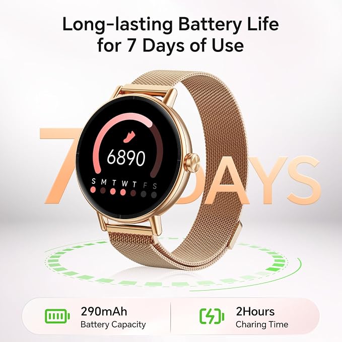 Gydom 1.27” Smart Watch for Women Men Compatible iPhone & Android (Answer/Make Call), Activity Fitness Tracker with 101+ Sports Modes, Heart Rate/SpO2/Stress/Sleep/Period Monitor, IP68, AI Voice, Gold