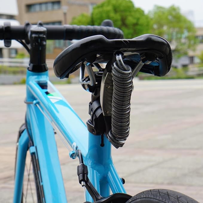 CROPS K3-BIRO Compact Bike Lock Cable, 4 ft, Black – Resettable 3-Digit Combination Dial, 4mm Double Coiled Cable, Includes Under-Saddle Mounting Bracket.