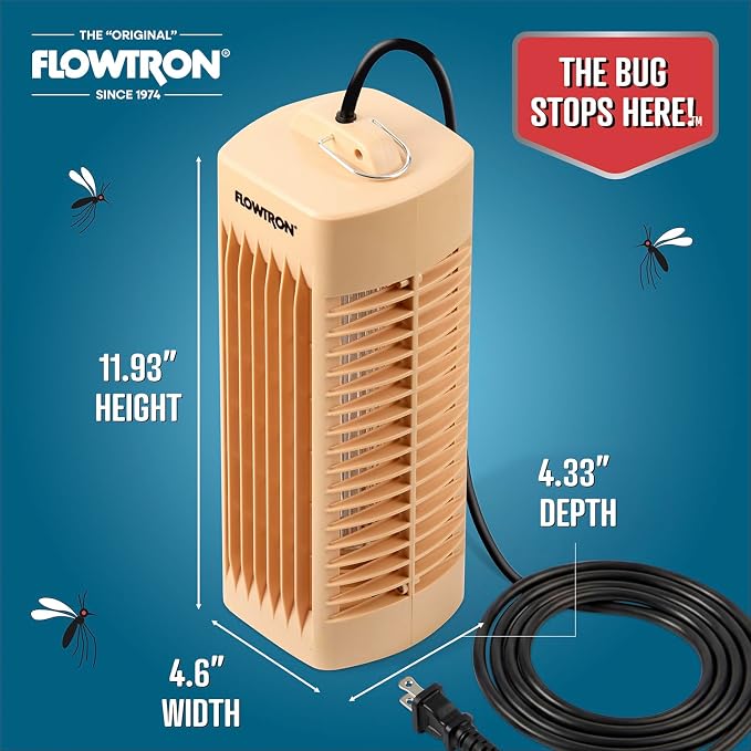 Flowtron Indoor Bug Zapper (Beige) - 1000V Electric Insect Killer with UV Light - 215 Sq Ft Coverage - Plug-in Fly & Mosquito Trap for Bedroom, Kitchen & Office