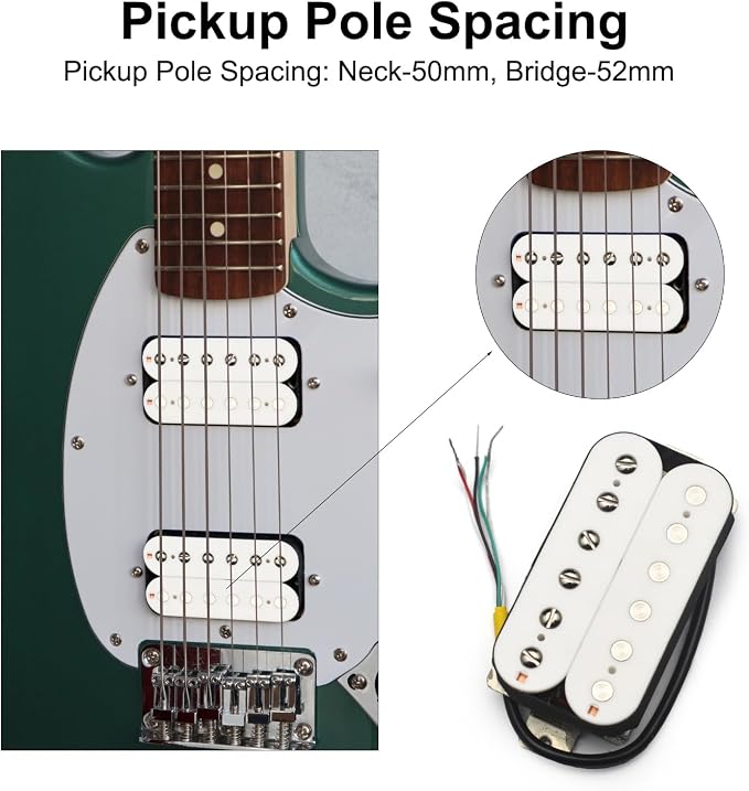 SAPHUE Alnico 2 Electric Guitar Pickup N-50 7-8K/B-52 8-9K Humbucker Alnico II Pickup Double Coil Pickup Guitar parts (White)