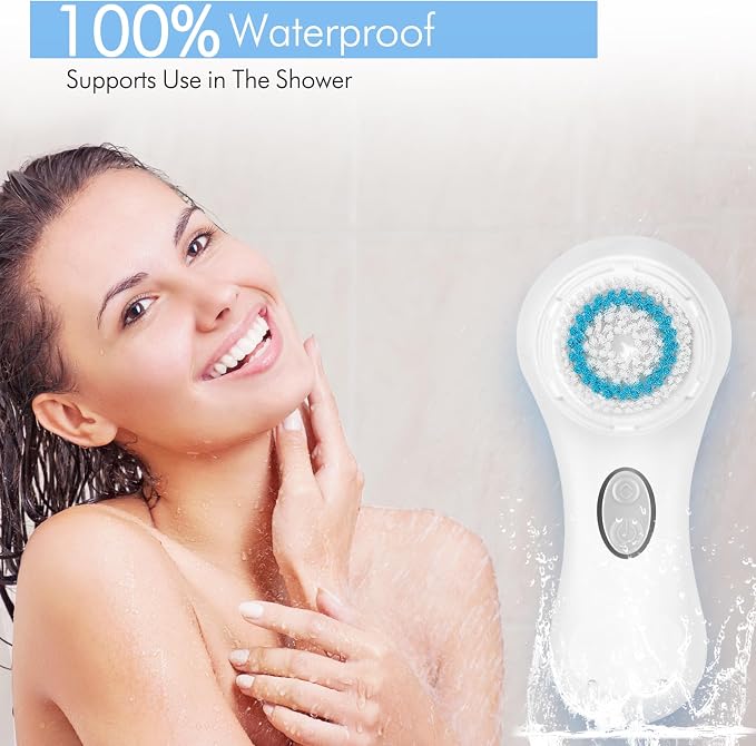 Microtree Electric Facial Cleansing Brush, No Rotation, Sonic Vibrating Rechargeable Face Scrubber Exfoliator, 2 Speeds for Gentle Clean, Face Brushes for Cleansing, Waterproof Face Wash Brush