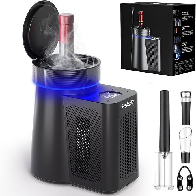 PULZO Electric Wine Chiller, 2026 Uupgraded Wine Cooler for Standard 750ml Bottles, Digital Temp Control (32°F-68°F), Low-Noise, Keeps Cold for Up to 24 Hours for Home, Patio, Yacht